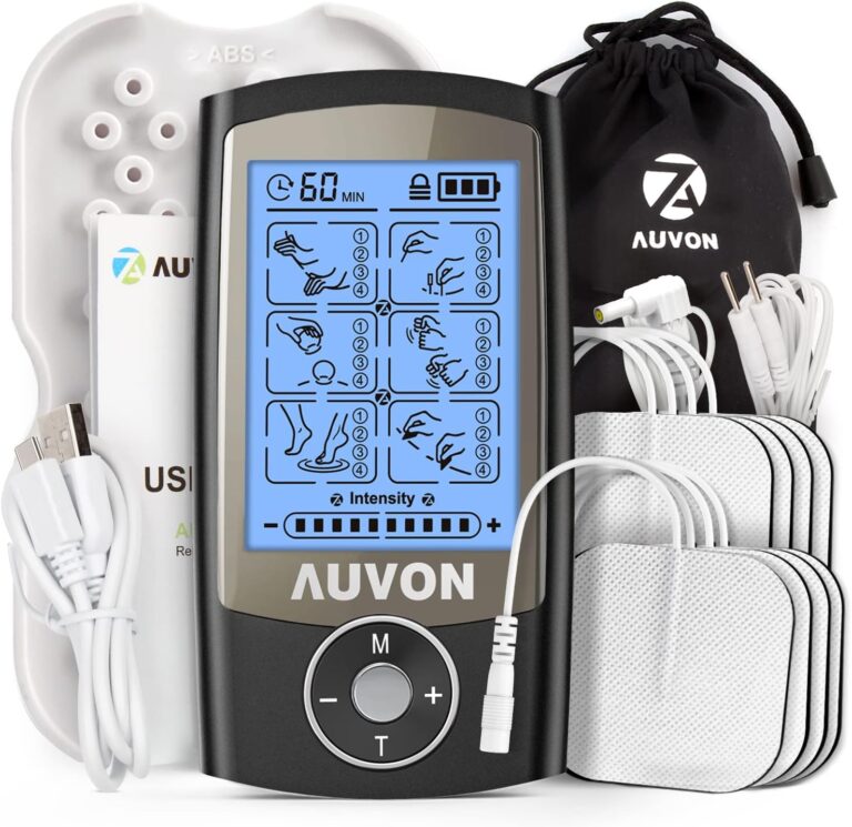 Techcare Rechargeable TENS Unit Muscle Stimulator – 24 Modes, FDA Approved, Complete Set